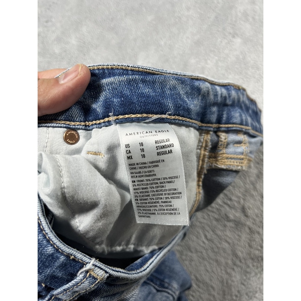 New American Eagle Jeans Women 10 Blue Distressed Highest Rise Mom Jean - Picture 11 of 14